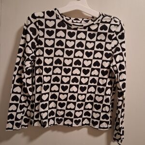 Cat & Jack Black and White Heart Long Sleeve Tee